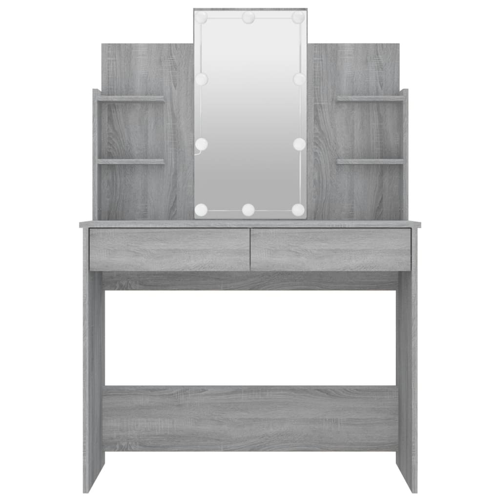 Dressing Table with LED Gray Sonoma 96x40x142 cm