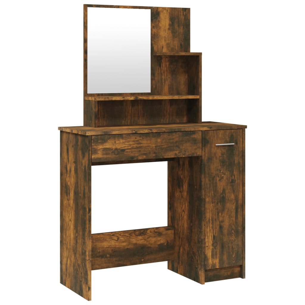 Dressing table with mirror smoked oak 86.5x35x136 cm