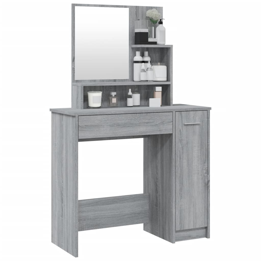 Dressing Table with Mirror Gray Sonoma 86.5x35x136 cm