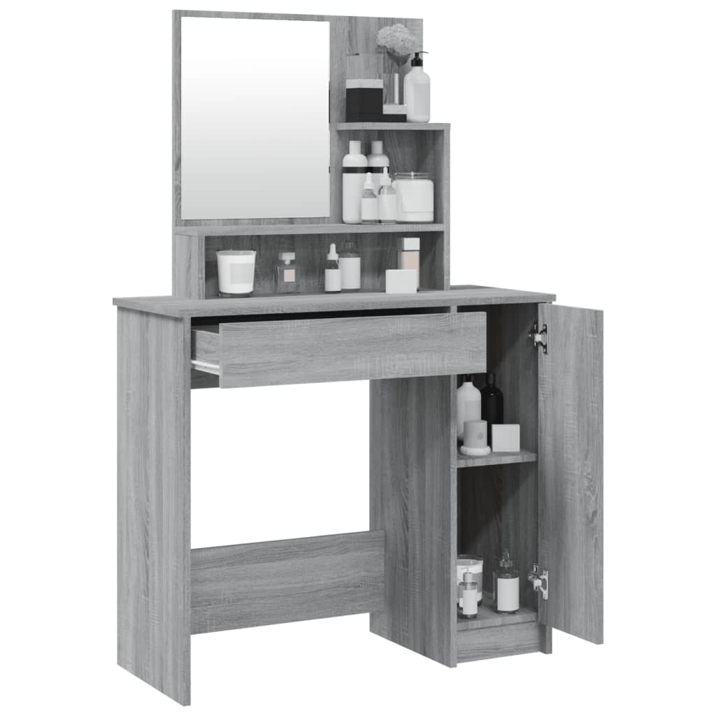 Dressing Table with Mirror Gray Sonoma 86.5x35x136 cm