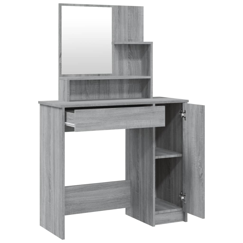 Dressing Table with Mirror Gray Sonoma 86.5x35x136 cm