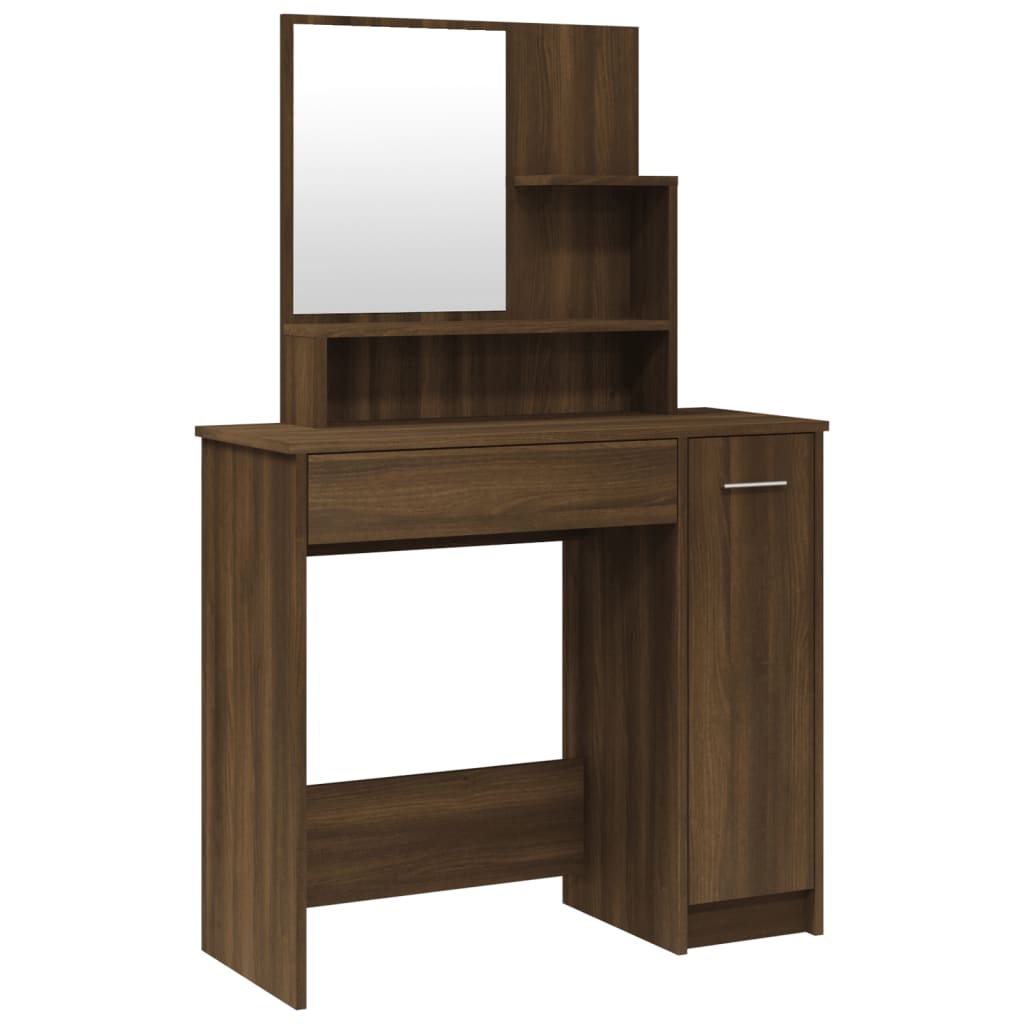 Dressing Table with Mirror Brown Oak Look 86.5x35x136 cm