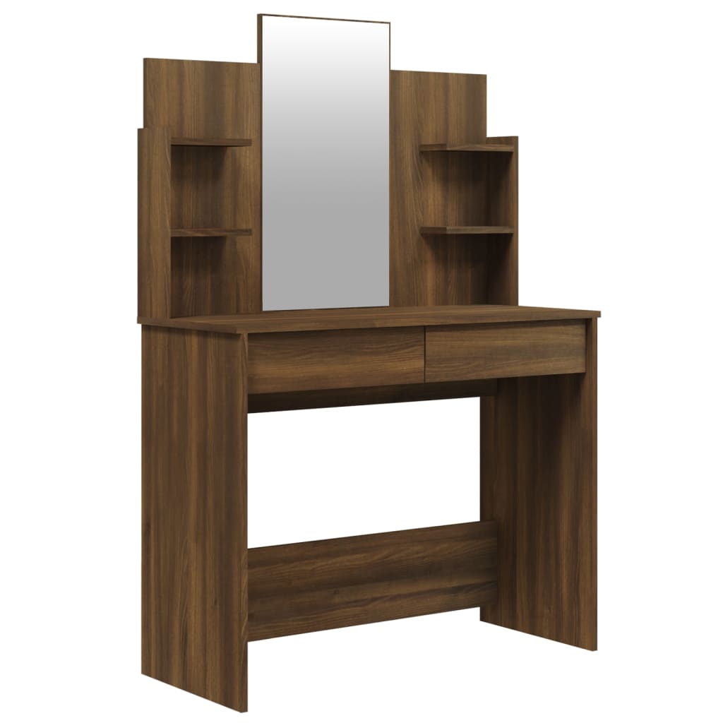 Dressing Table with Mirror Brown Oak Look 96x40x142 cm