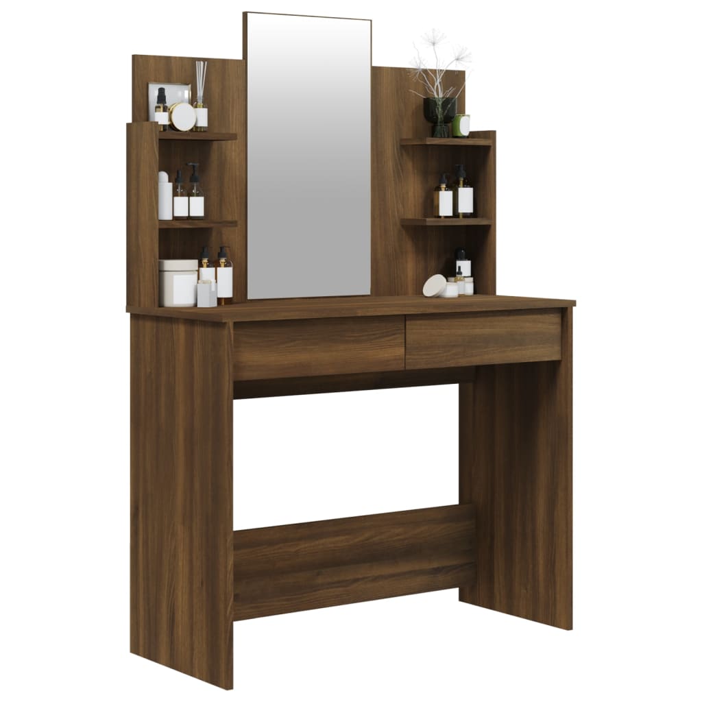 Dressing Table with Mirror Brown Oak Look 96x40x142 cm