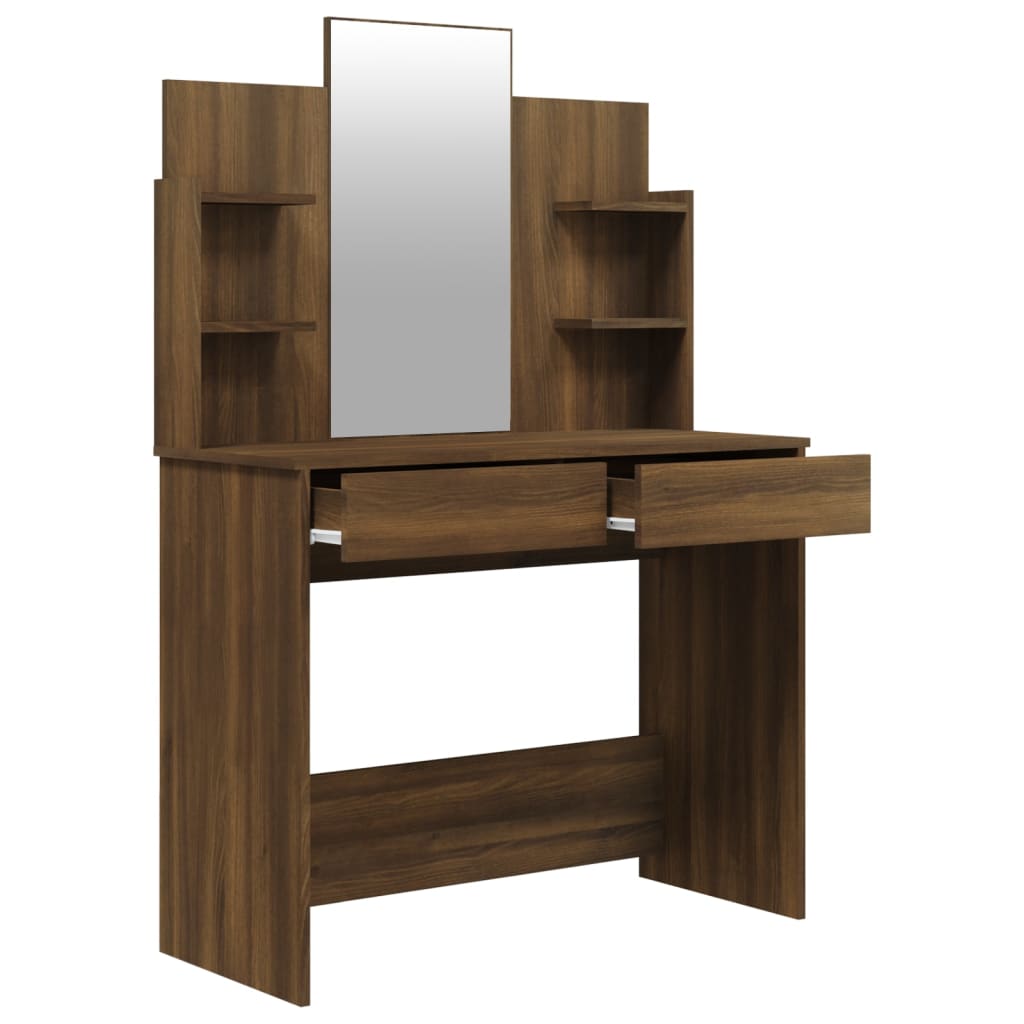 Dressing Table with Mirror Brown Oak Look 96x40x142 cm