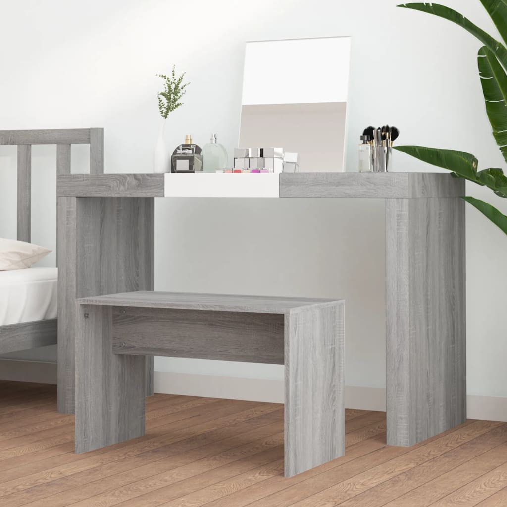 Vanity Stool Grey Sonoma 70x35x45 cm Wood Material