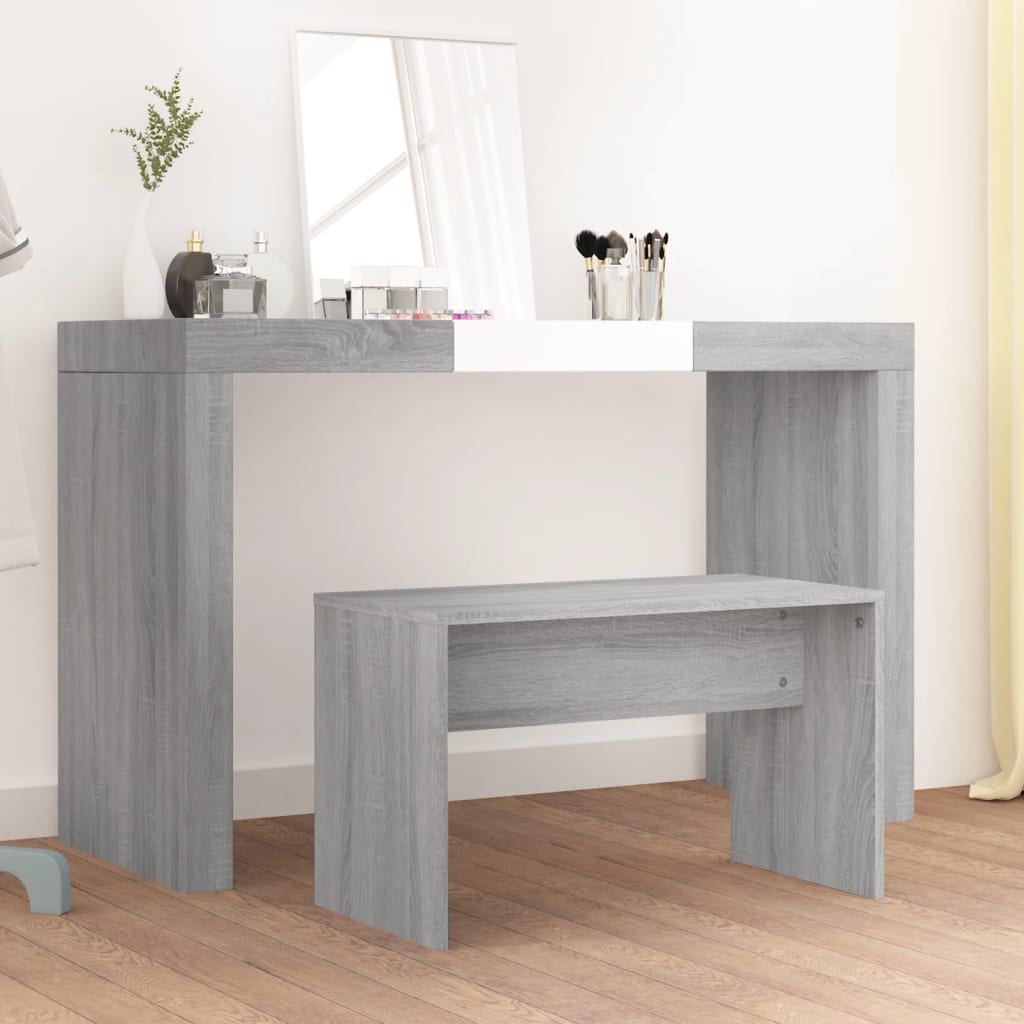 Vanity Stool Grey Sonoma 70x35x45 cm Wood Material