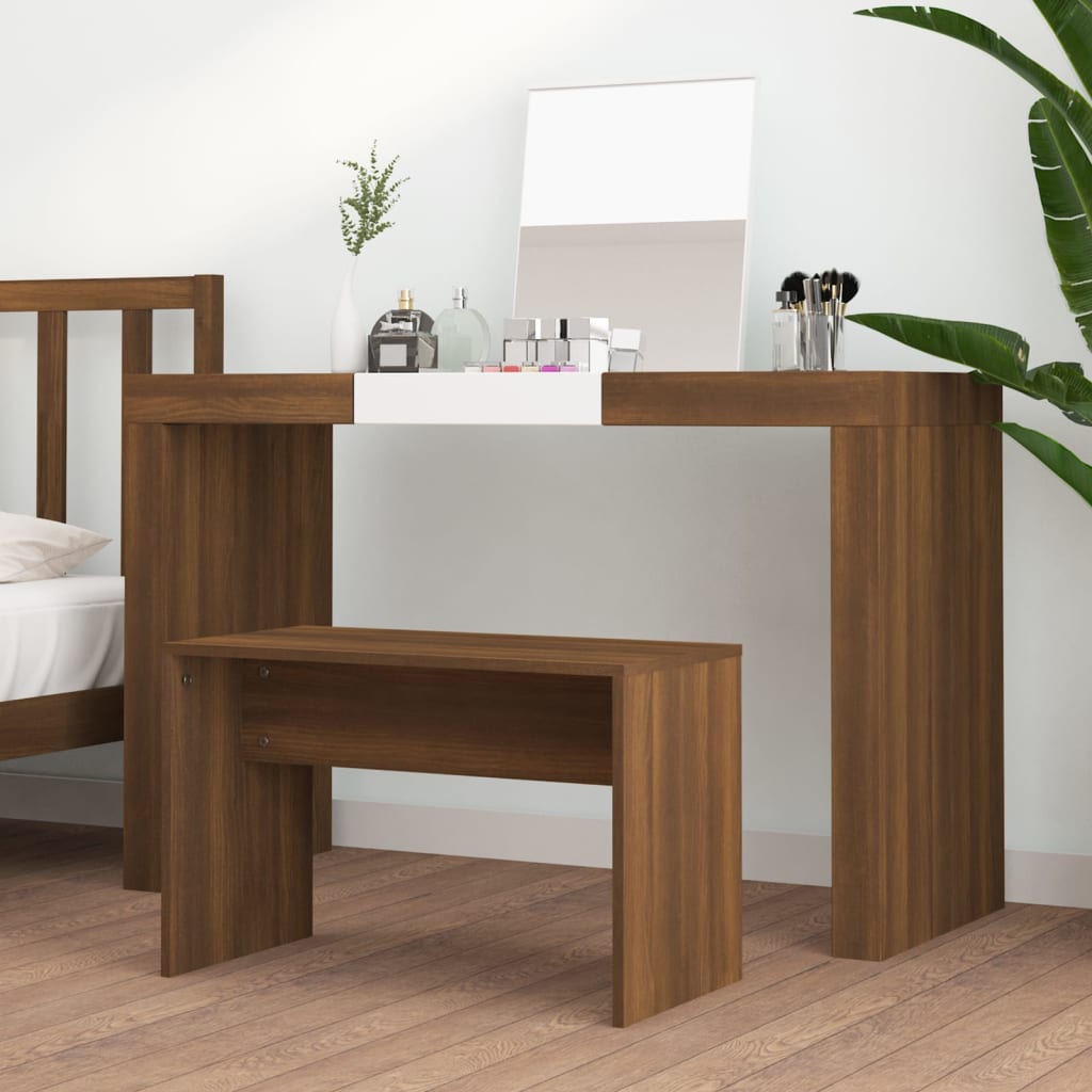 Vanity Stool Brown Oak Look 70x35x45 cm Wood Material