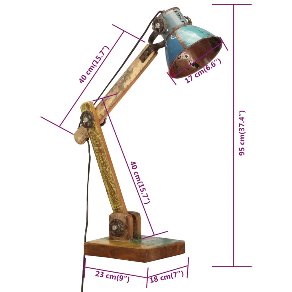 Schreibtischlampe Industrie-Stil Mehrfarbig Rund 23x18x95cm E27