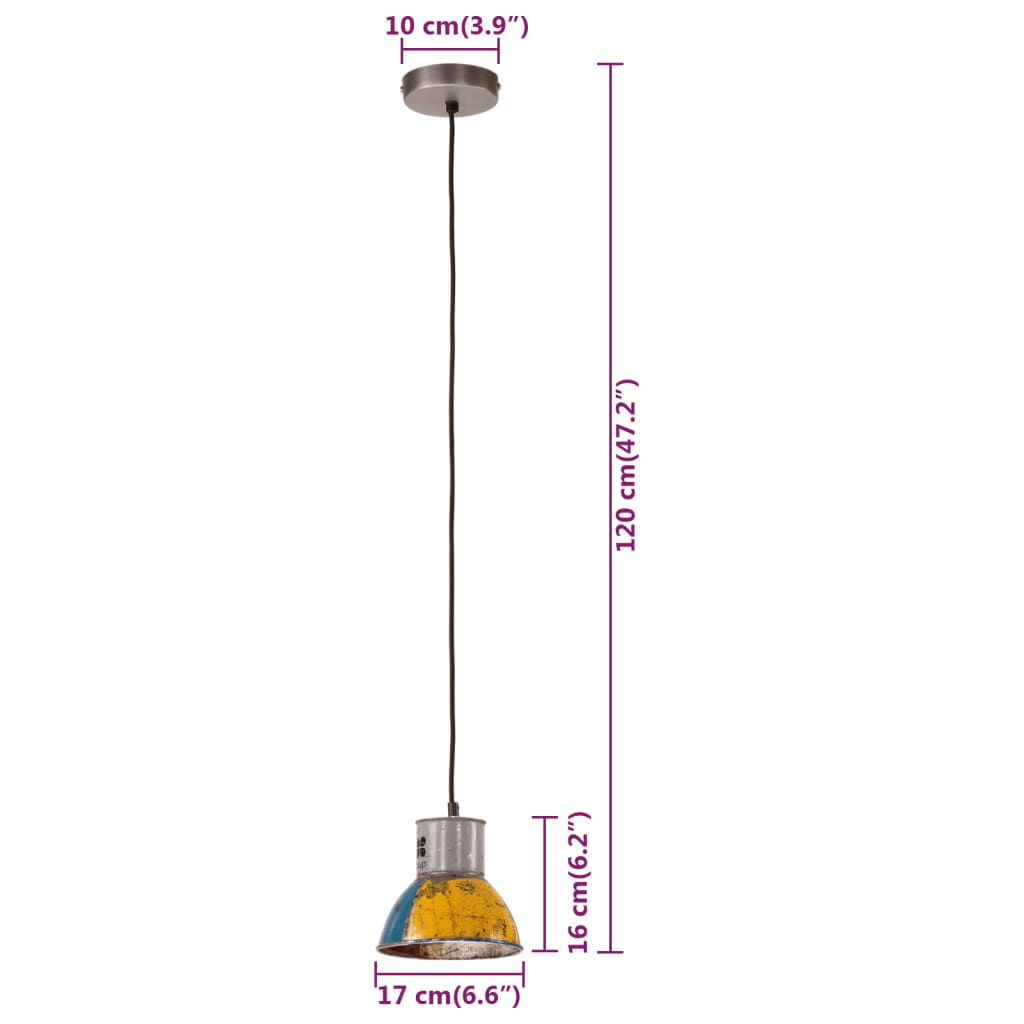 Hängelampe Industrie-Stil 25 W Mehrfarbig Rund 17 cm E27