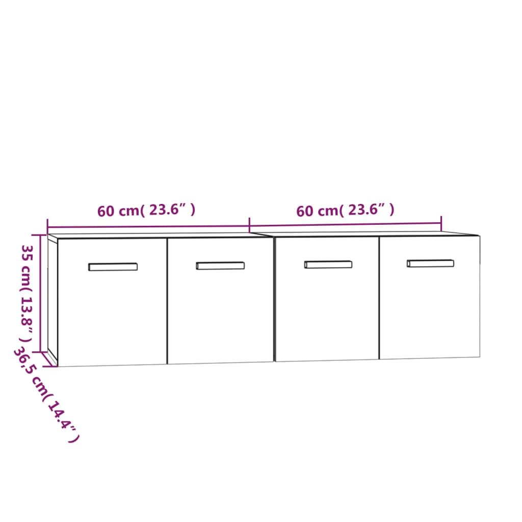 Wandschränke 2 Stk. Grau Sonoma 60x36,5x35 cm Holzwerkstoff