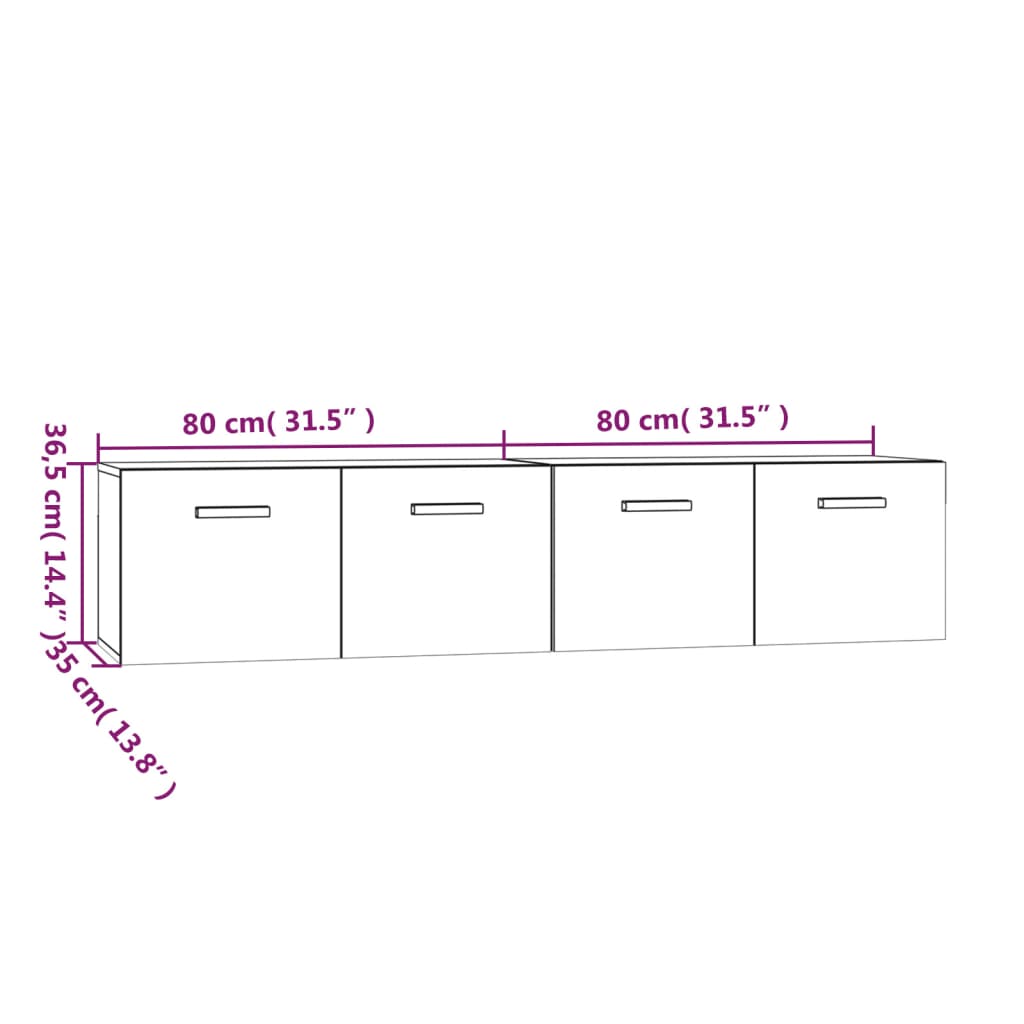 Wandschränke 2Stk Braun Eichen-Optik 80x35x36,5cm Holzwerkstoff