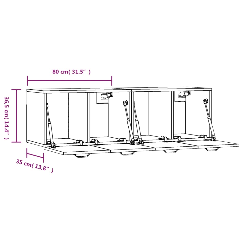 Wandschränke 2Stk Braun Eichen-Optik 80x35x36,5cm Holzwerkstoff