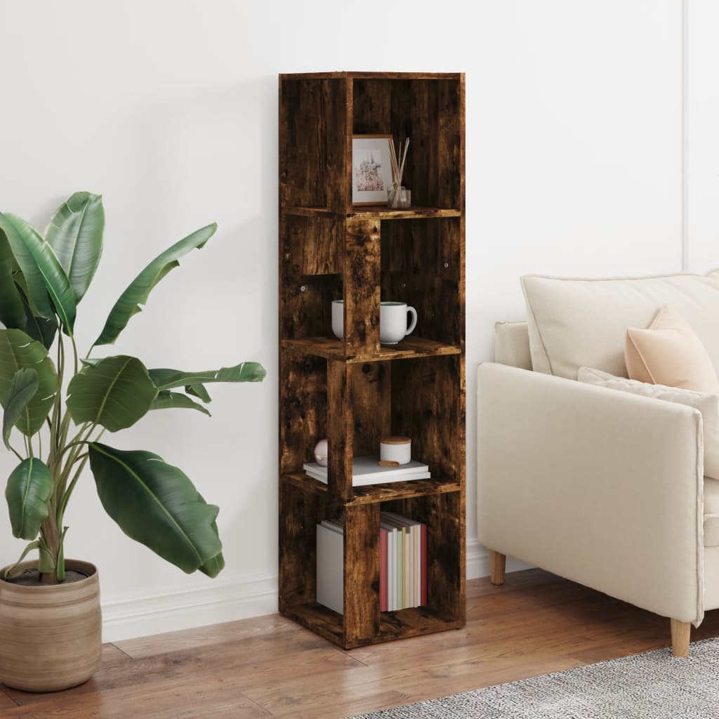 Corner shelf smoked oak 33x33x132 cm wood material