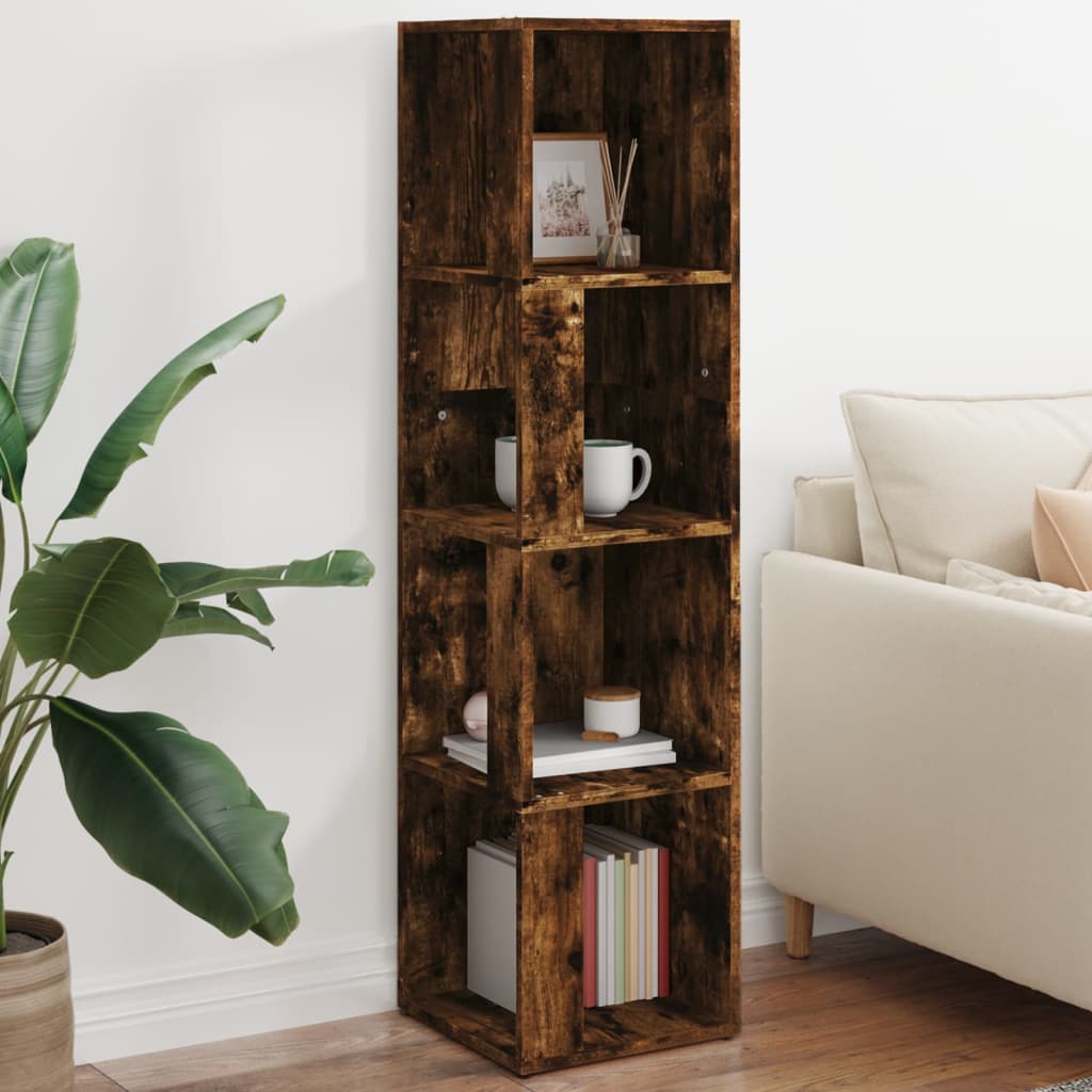 Corner shelf smoked oak 33x33x132 cm wood material