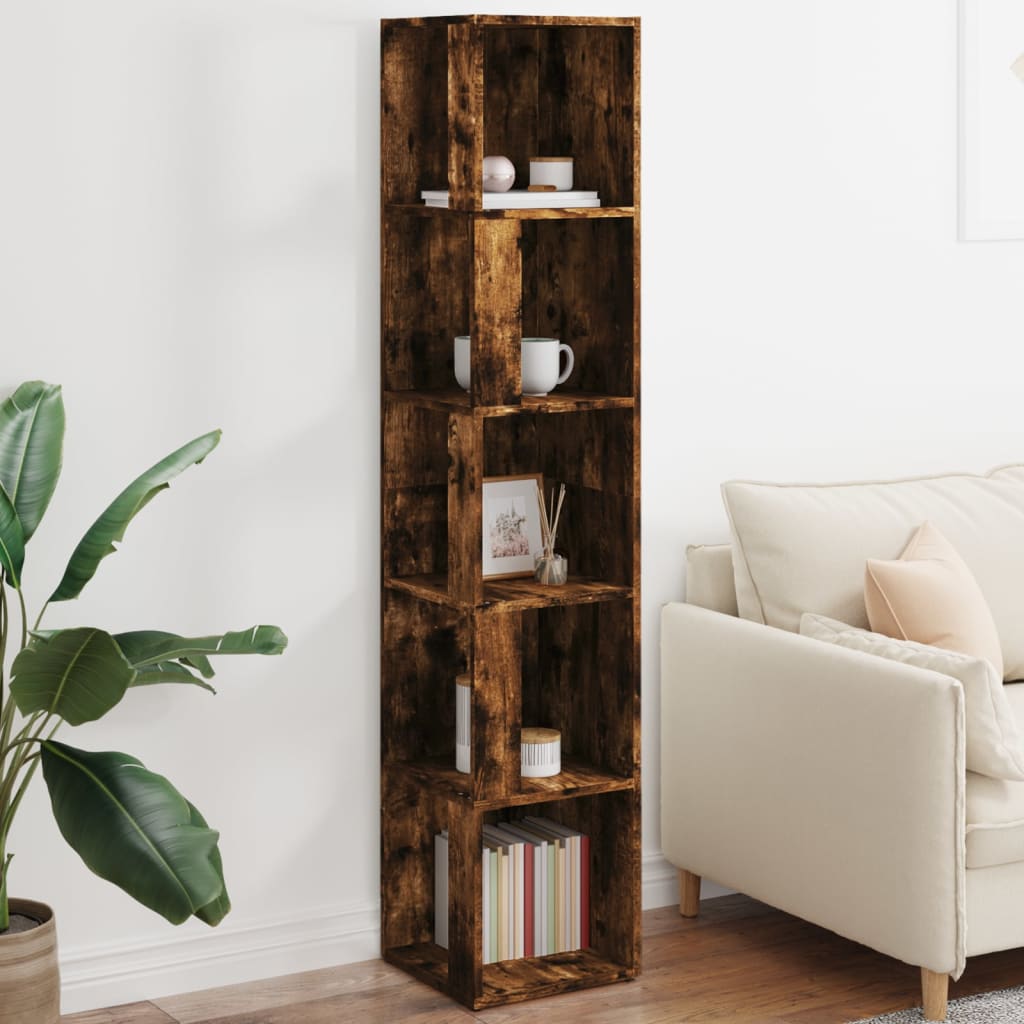 Corner shelf smoked oak 33x33x164.5 cm wood material