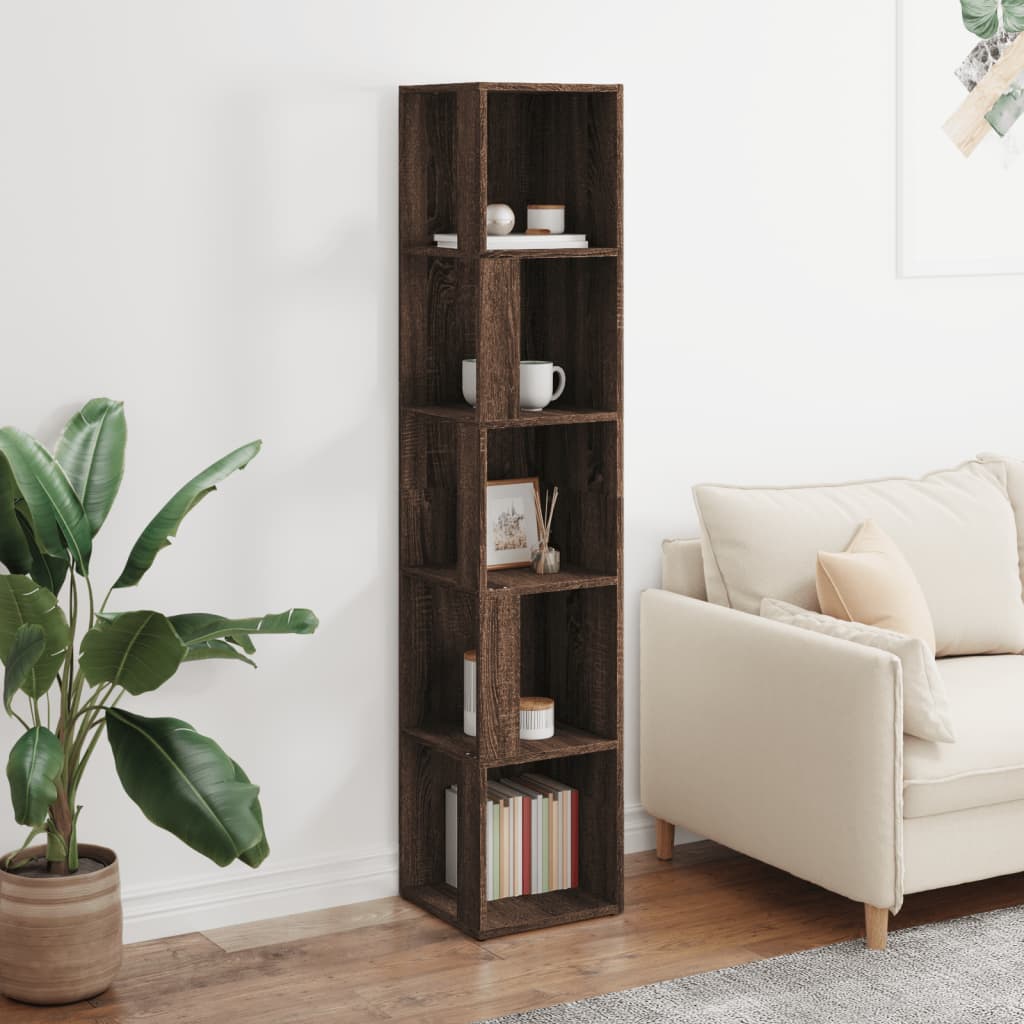 Corner shelf brown oak look 33x33x164.5 cm wood material