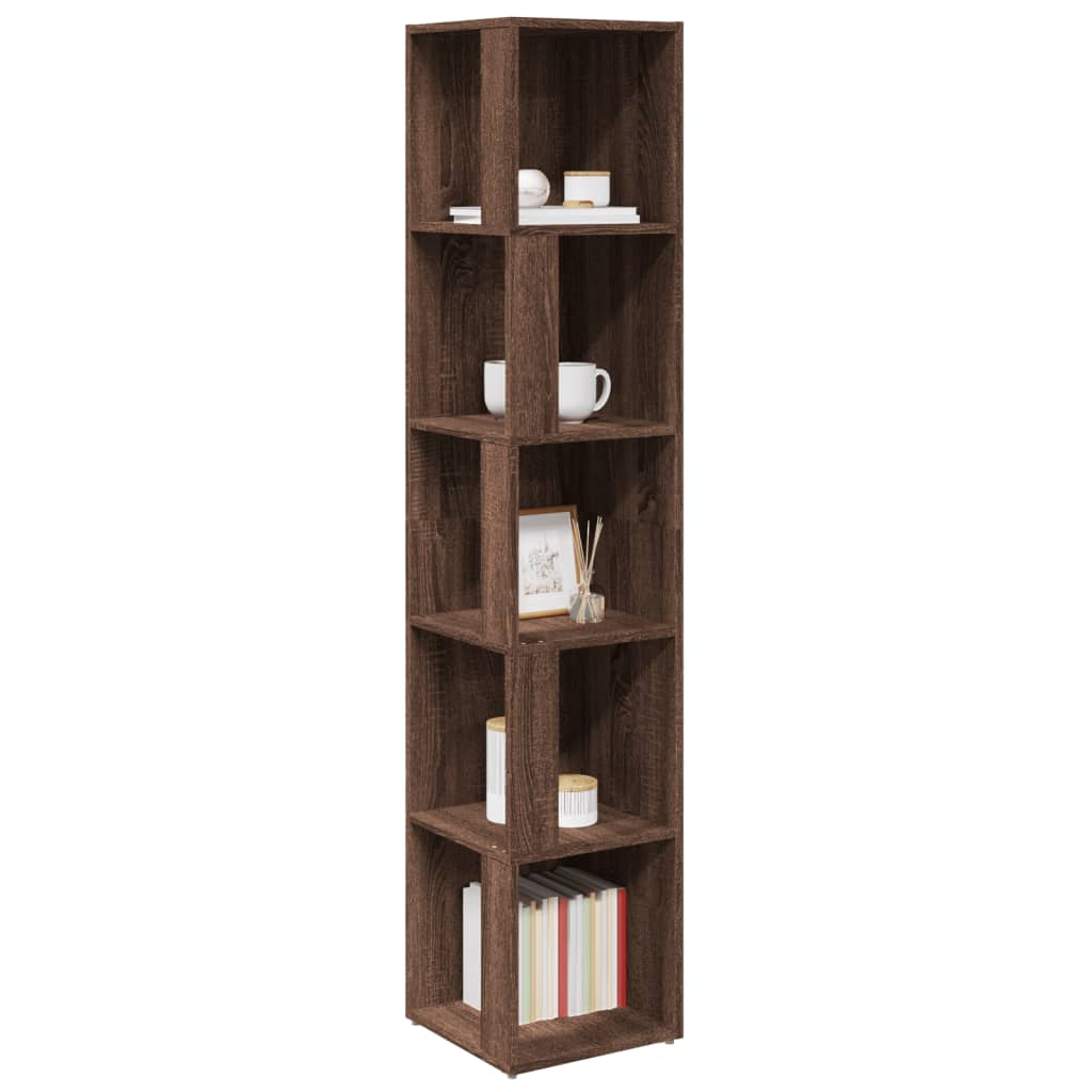 Corner shelf brown oak look 33x33x164.5 cm wood material