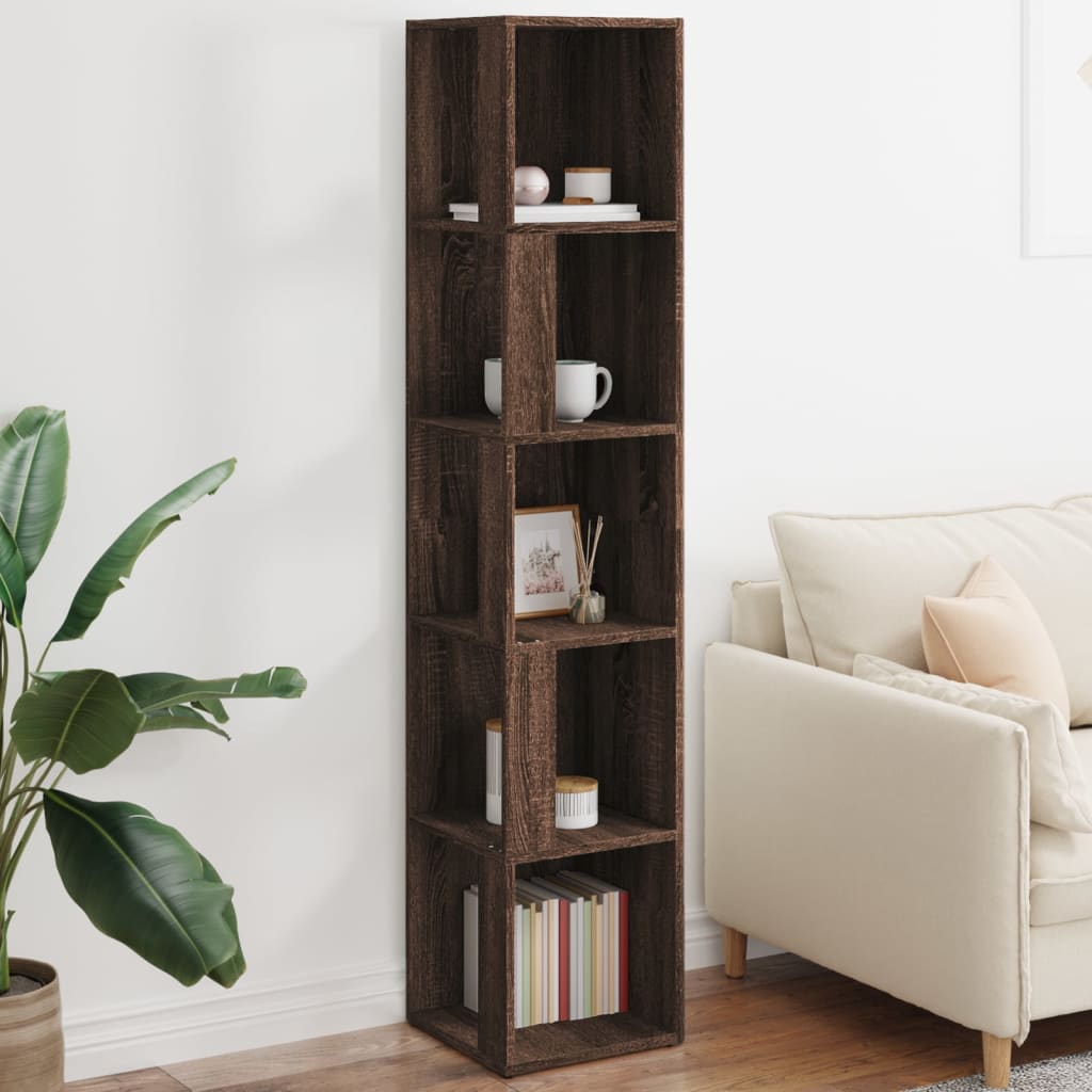 Corner shelf brown oak look 33x33x164.5 cm wood material