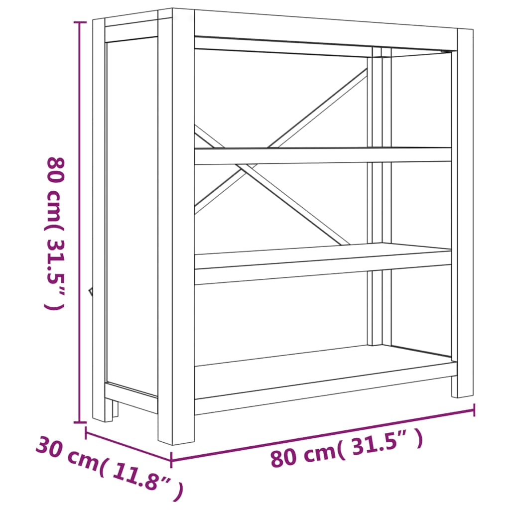 Bücherregal 3 Böden 80x30x80 cm Massivholz Akazie