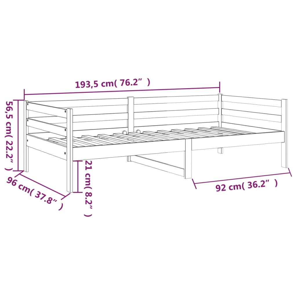 Daybed Honey Brown 90x190 cm Solid Pine Wood