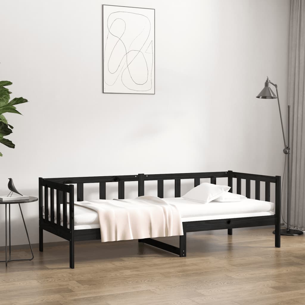 Daybed Black 90x190 cm Solid Pine