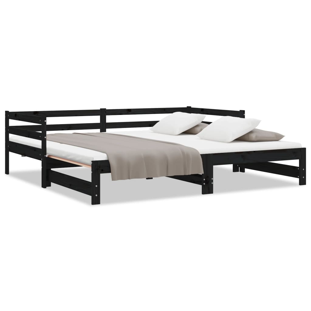 Pull-out day bed without mattress Black 90x190 cm