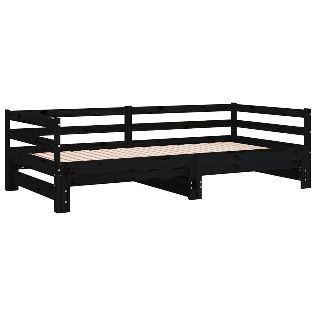 Pull-out day bed without mattress Black 90x190 cm