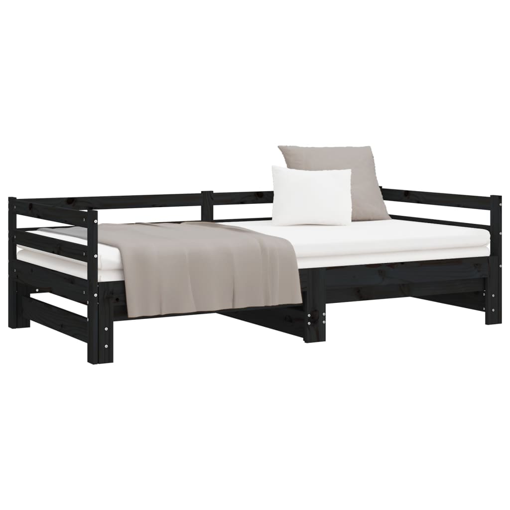 Pull-out day bed without mattress Black 90x190 cm