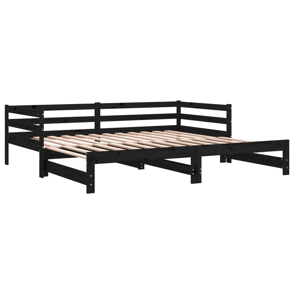 Pull-out day bed without mattress Black 90x190 cm