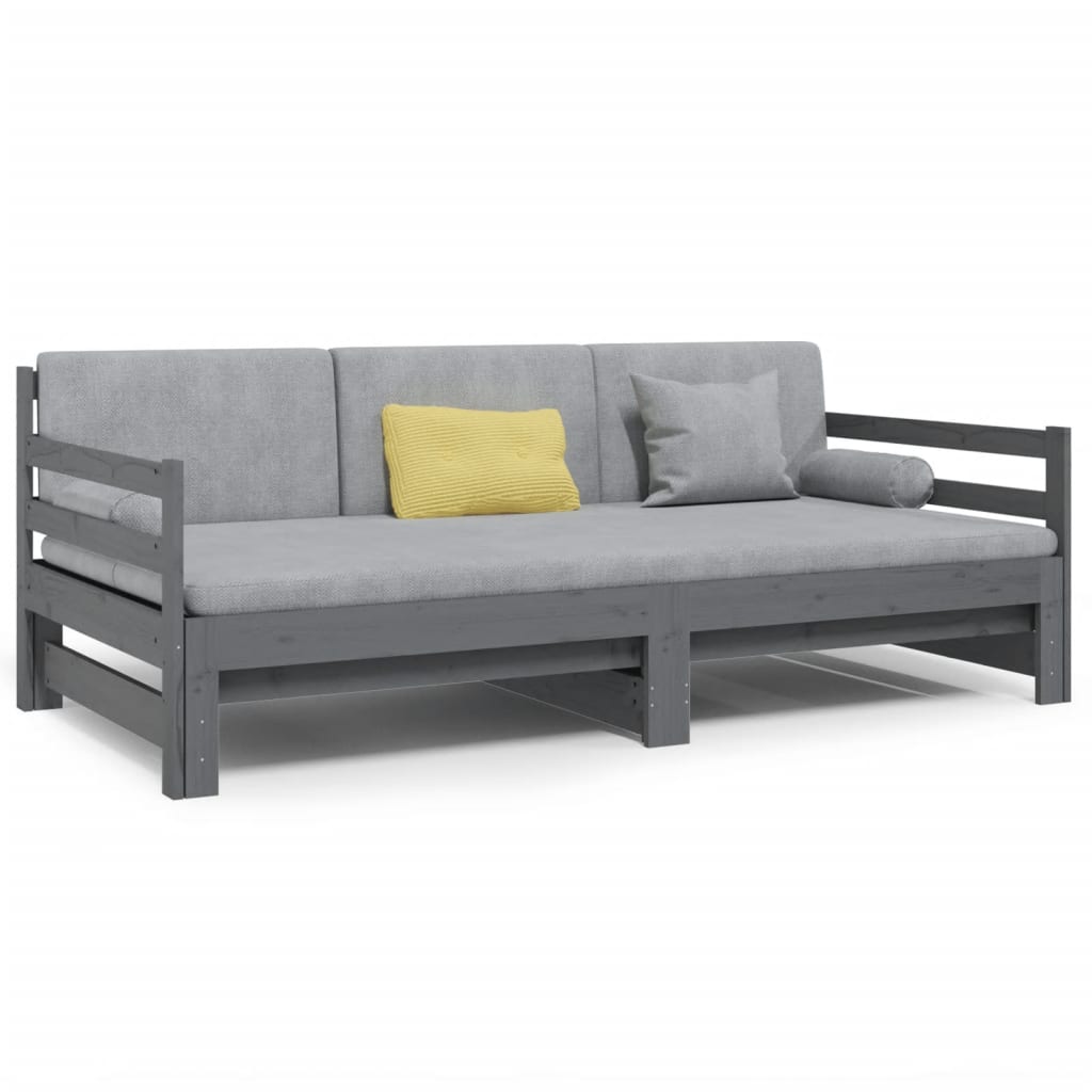 Daybed Extendable Grey 2x(90x190) cm Solid Pine Wood