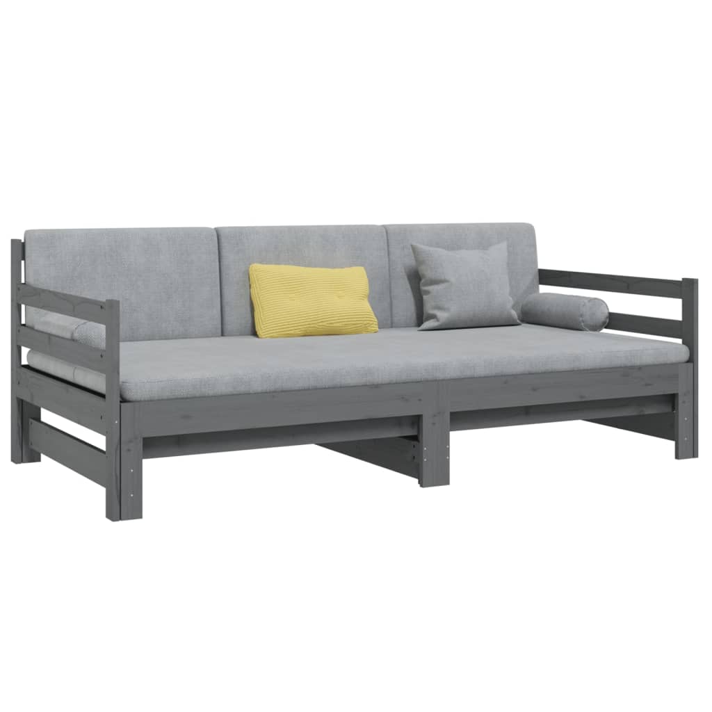 Daybed Extendable Grey 2x(90x190) cm Solid Pine Wood