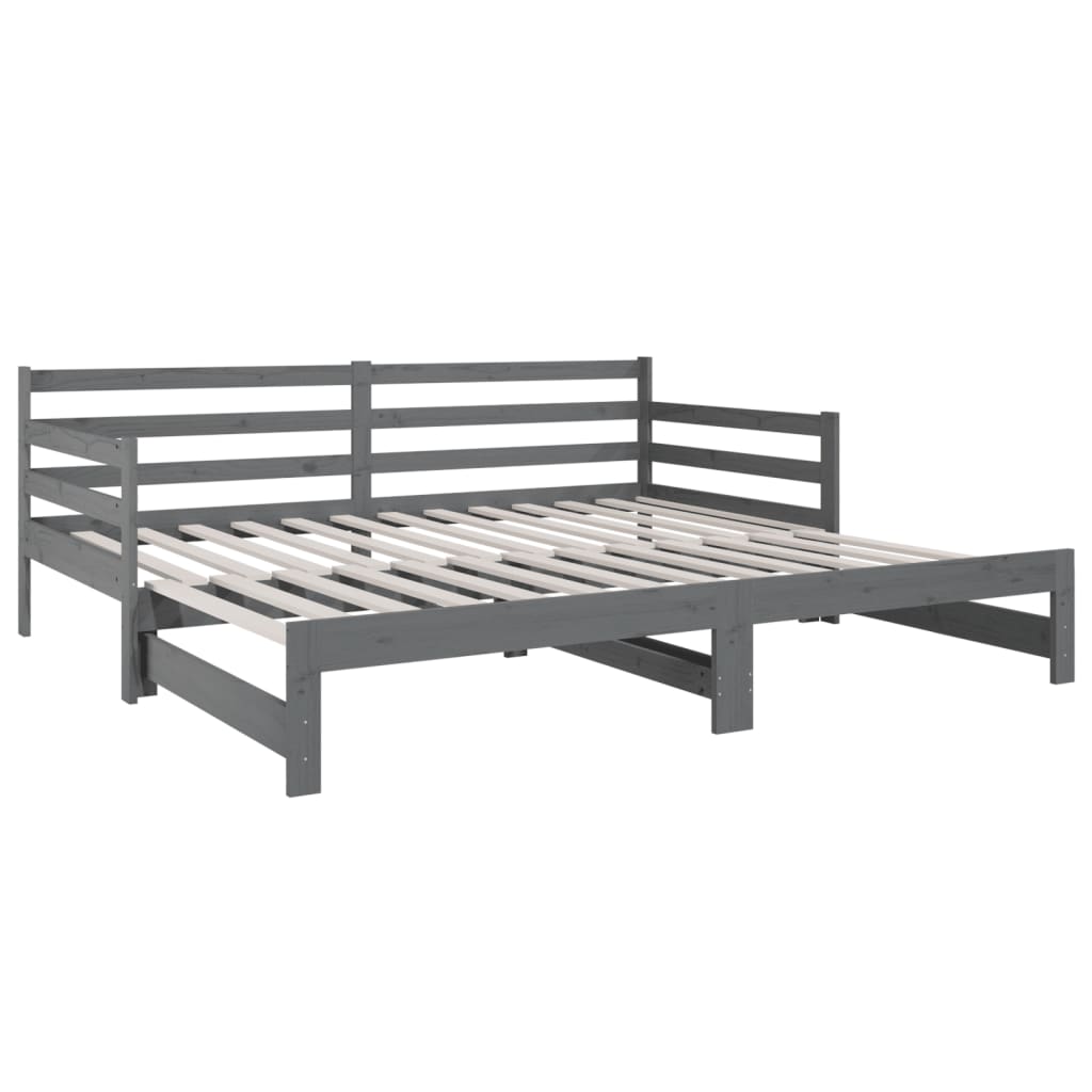 Daybed Extendable Grey 2x(90x190) cm Solid Pine Wood