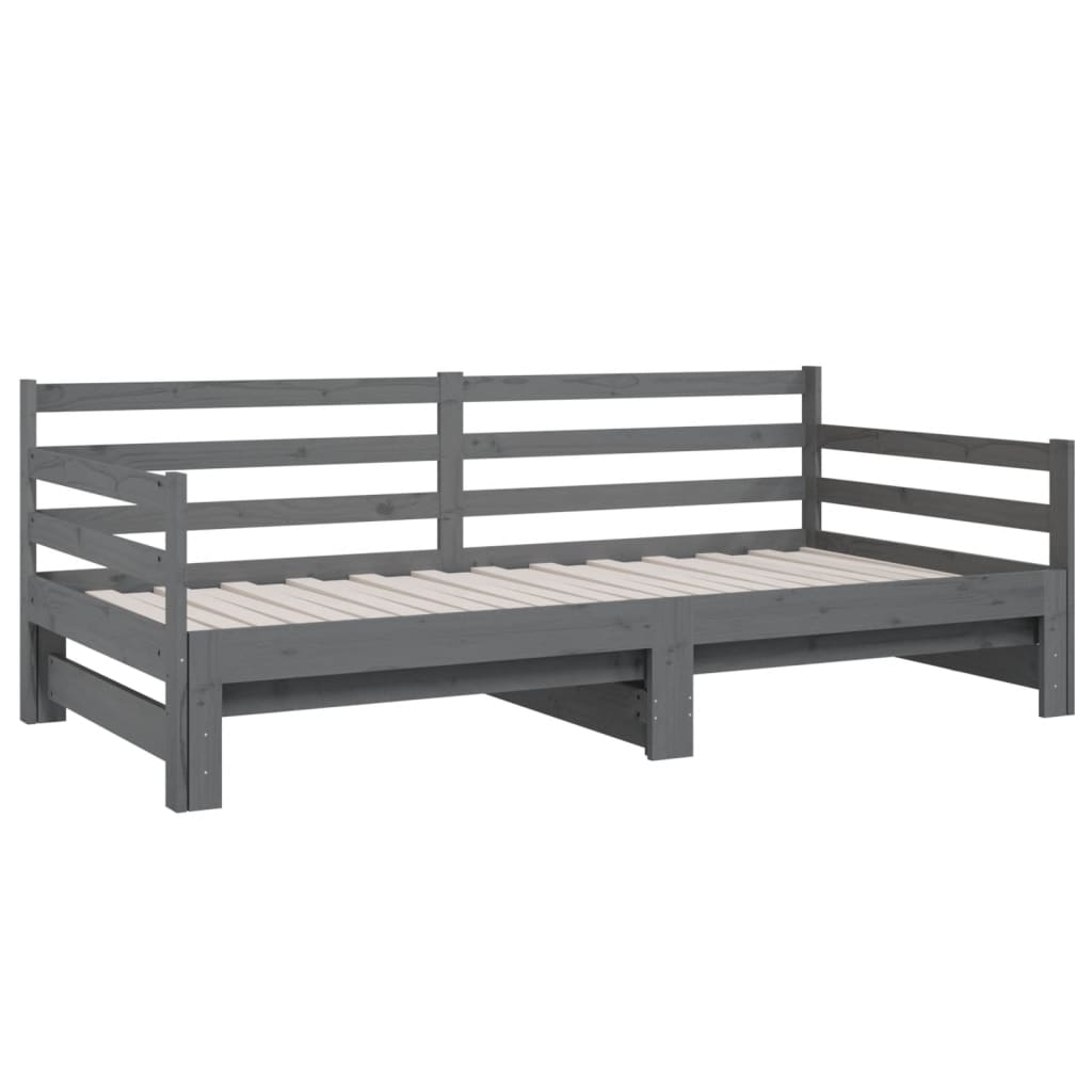 Daybed Extendable Grey 2x(90x190) cm Solid Pine Wood