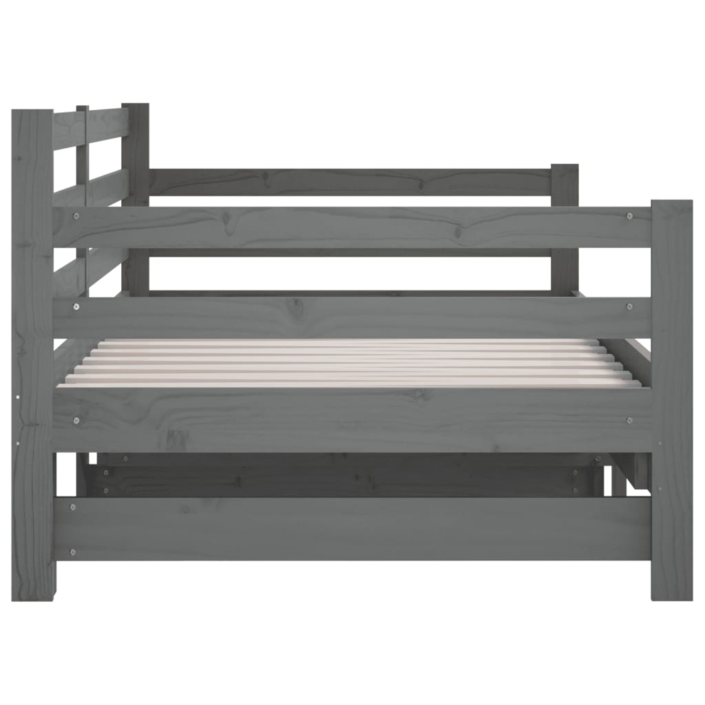 Daybed Extendable Grey 2x(90x190) cm Solid Pine Wood