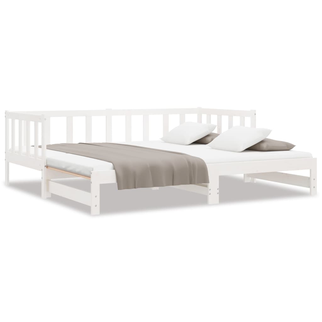 Daybed Extendable White 2x(90x190) cm Solid Pine Wood