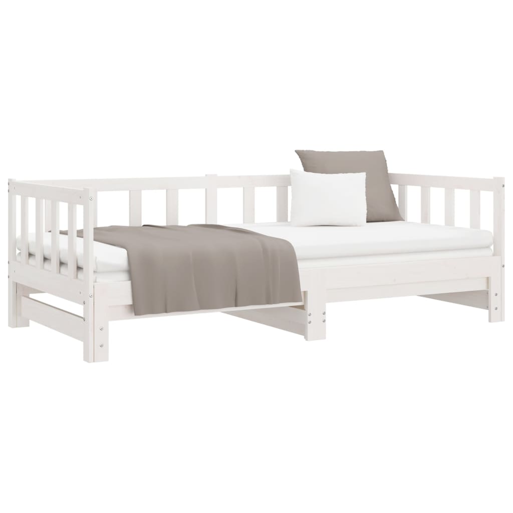 Daybed Extendable White 2x(90x190) cm Solid Pine Wood