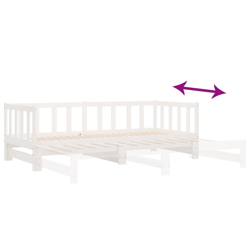 Daybed Extendable White 2x(90x190) cm Solid Pine Wood