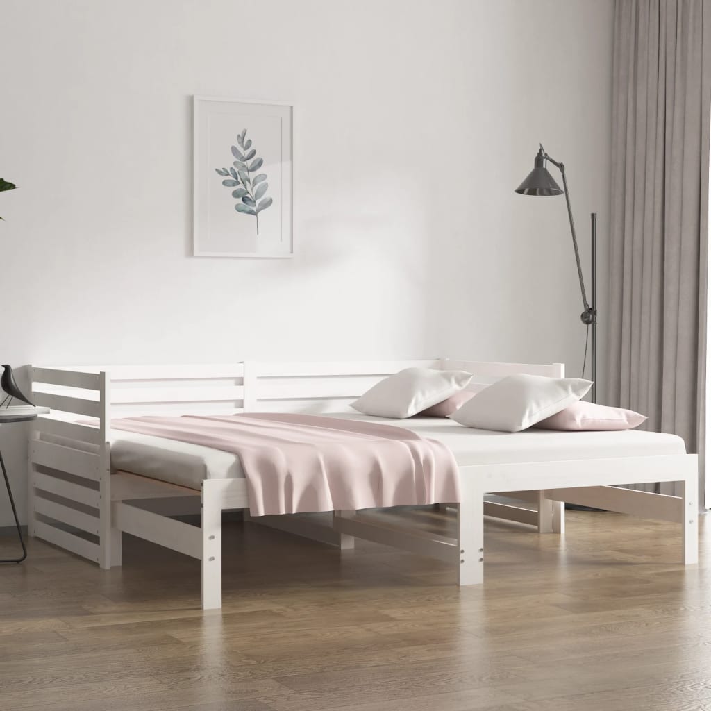 Daybed Extendable White 2x(90x190) cm Solid Pine Wood