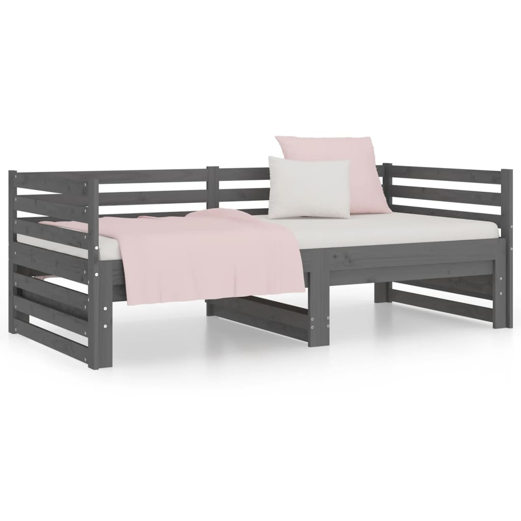 Daybed Extendable Grey 2x(90x190) cm Solid Pine Wood