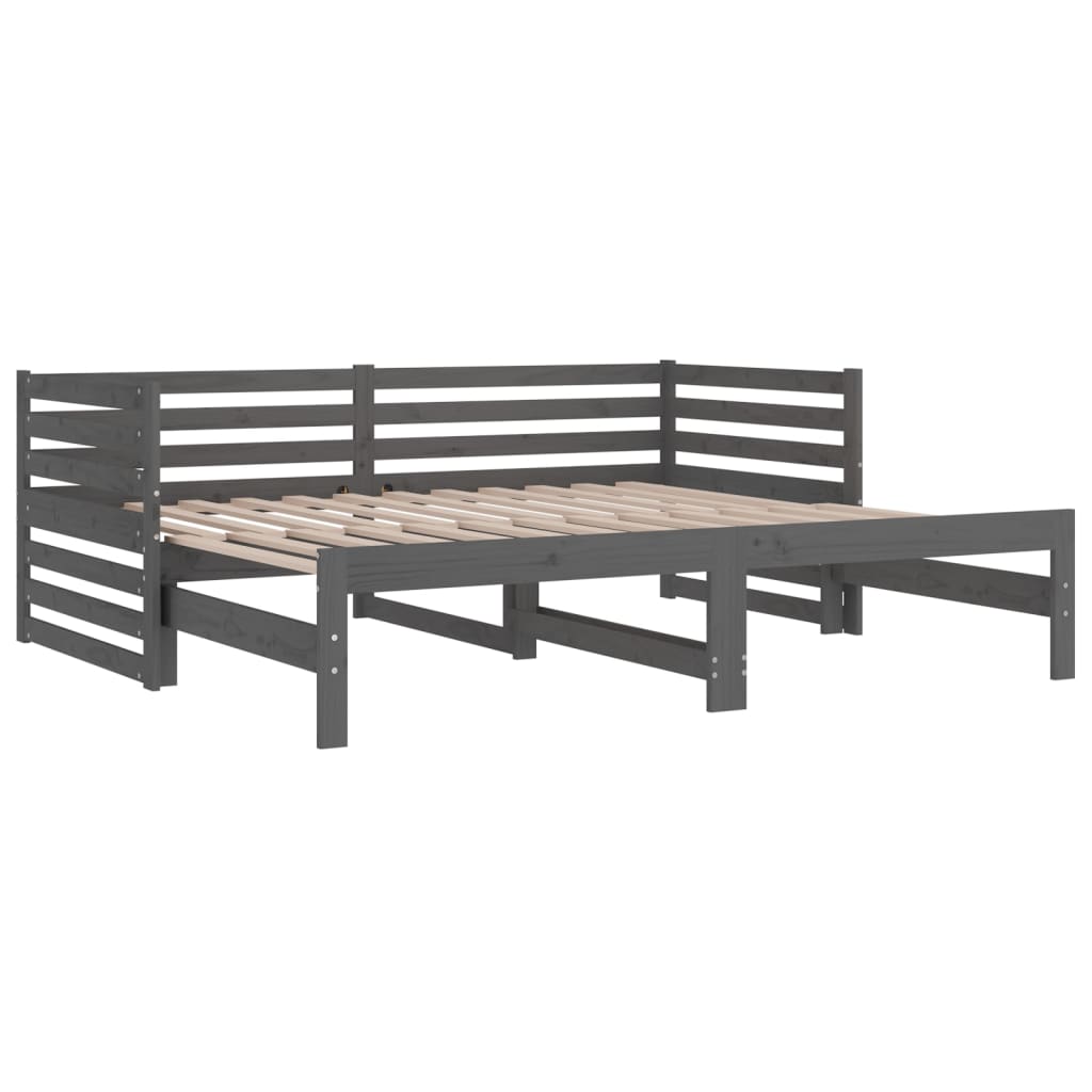 Daybed Extendable Grey 2x(90x190) cm Solid Pine Wood