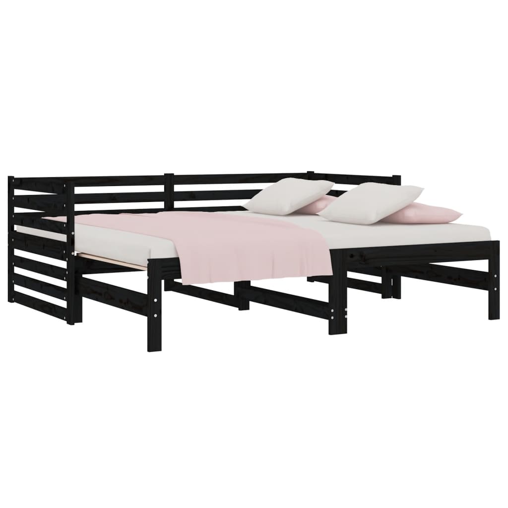 Daybed Extendable Black 2x(90x190) cm Solid Pine