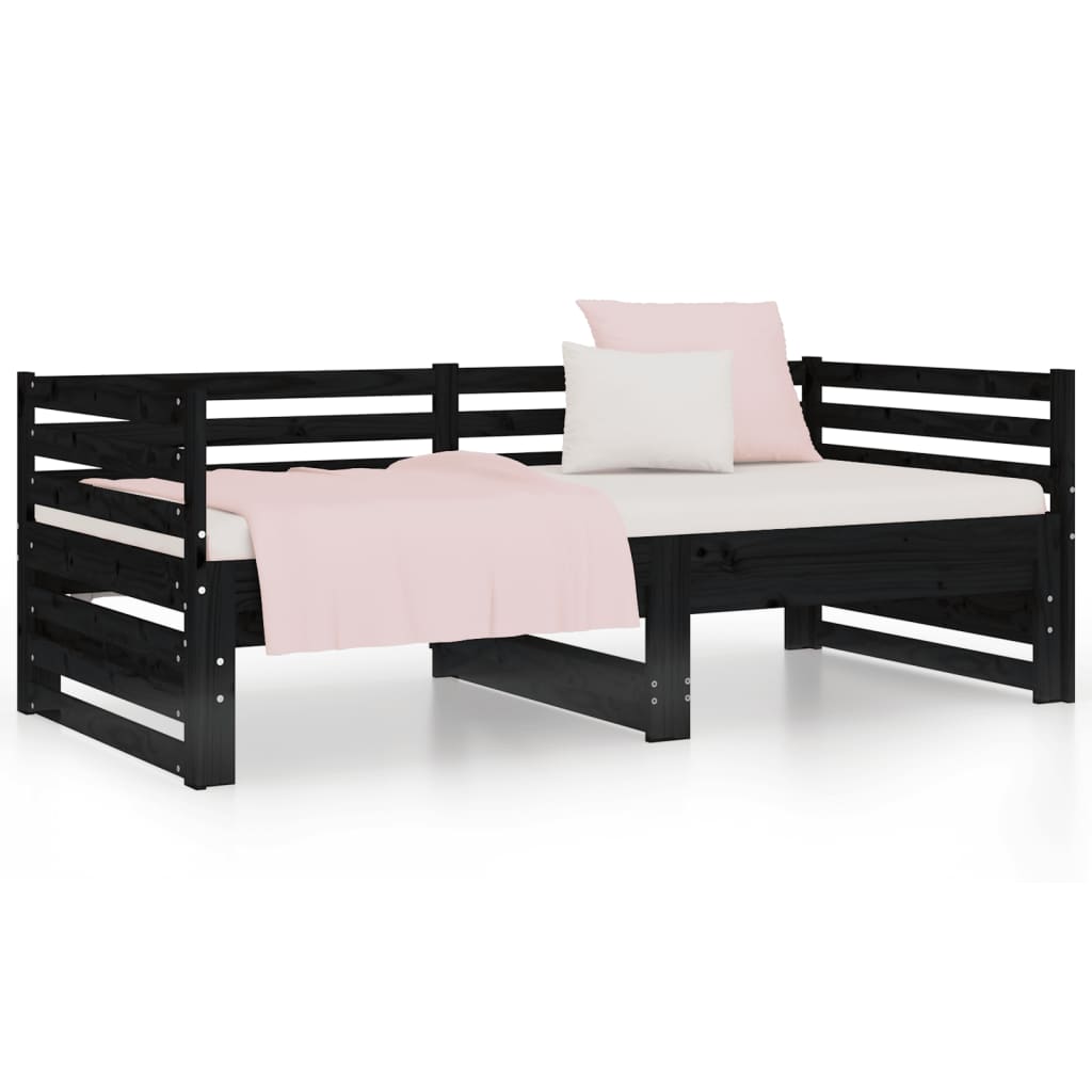 Daybed Extendable Black 2x(90x190) cm Solid Pine