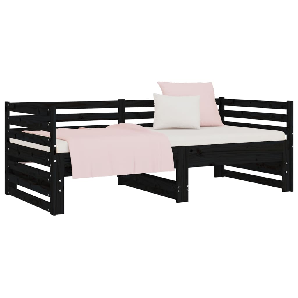 Daybed Extendable Black 2x(90x190) cm Solid Pine