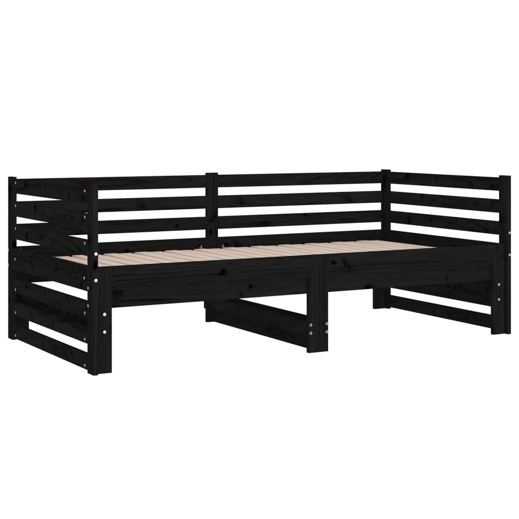 Daybed Extendable Black 2x(90x190) cm Solid Pine