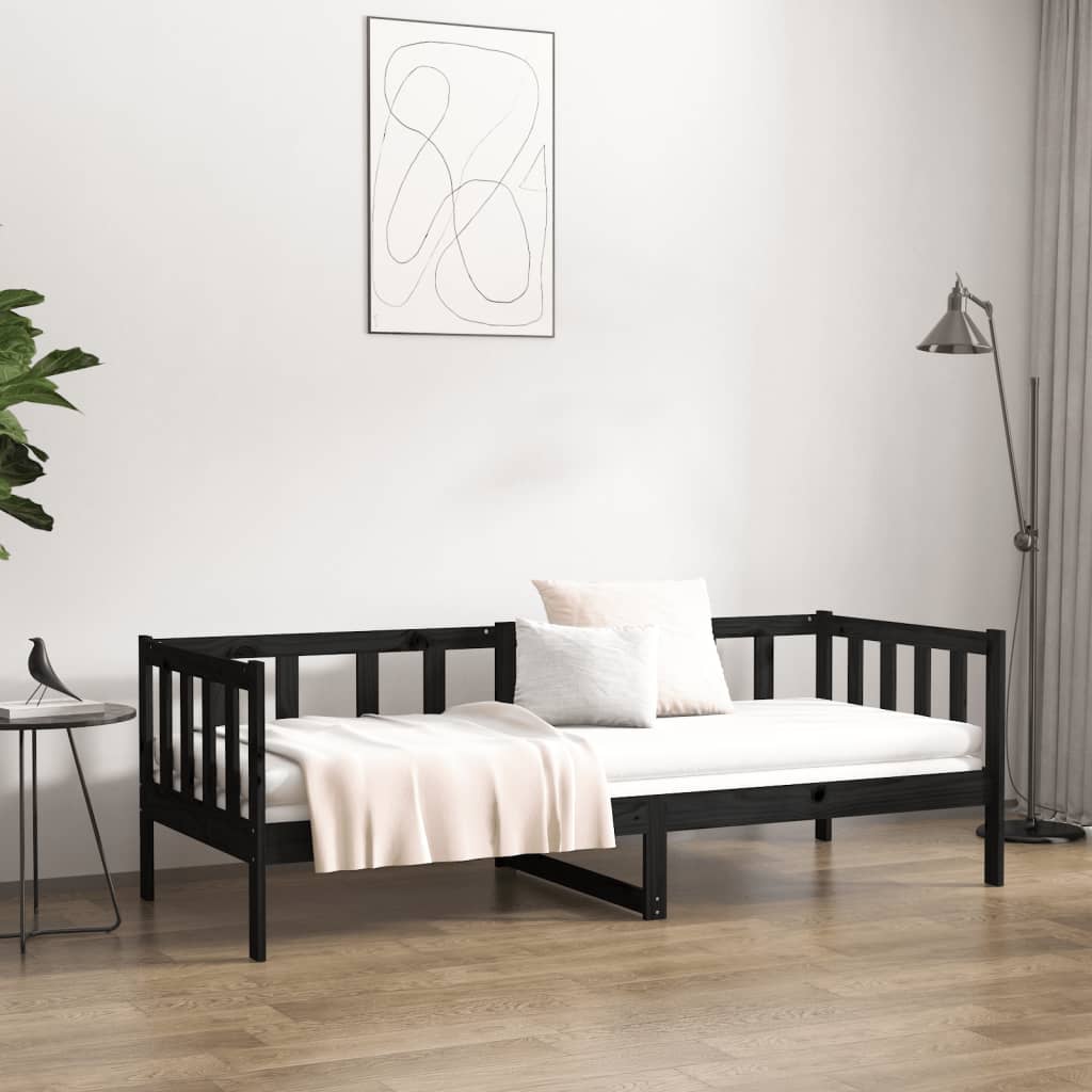 Daybed Black 80x200 cm Solid Pine