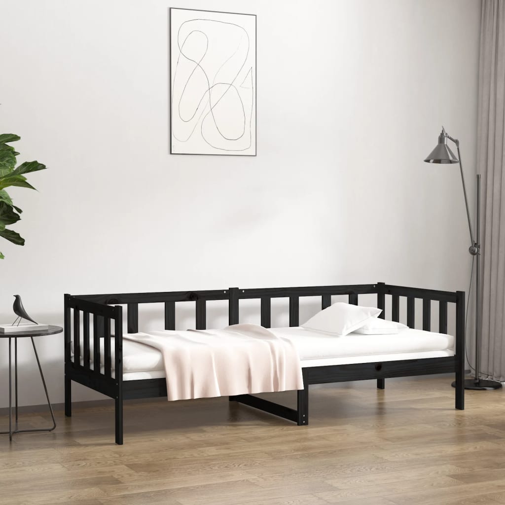 Daybed Black 80x200 cm Solid Pine