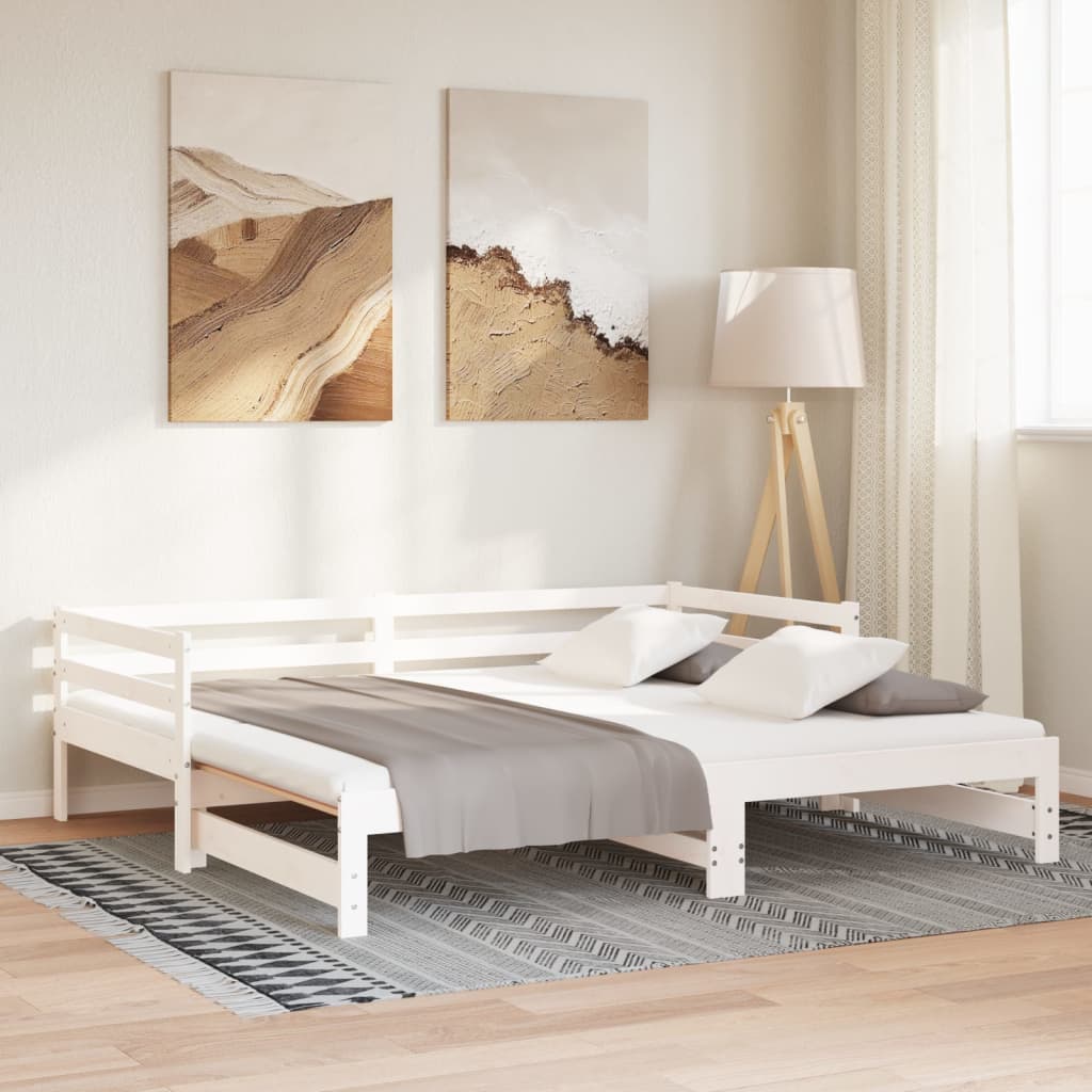 Pull-out day bed without mattress white 80x200 cm