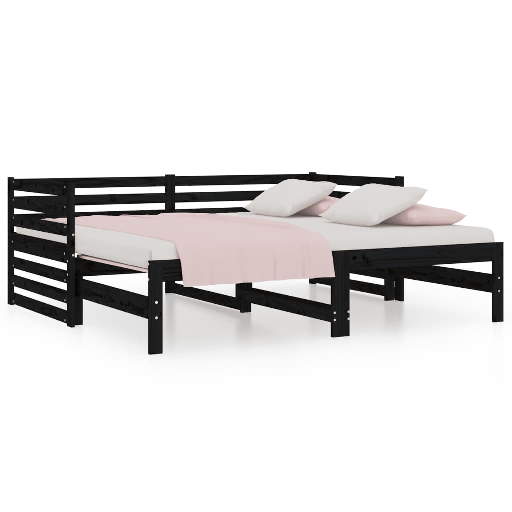 Daybed Extendable Black 2x(80x200) cm Solid Pine