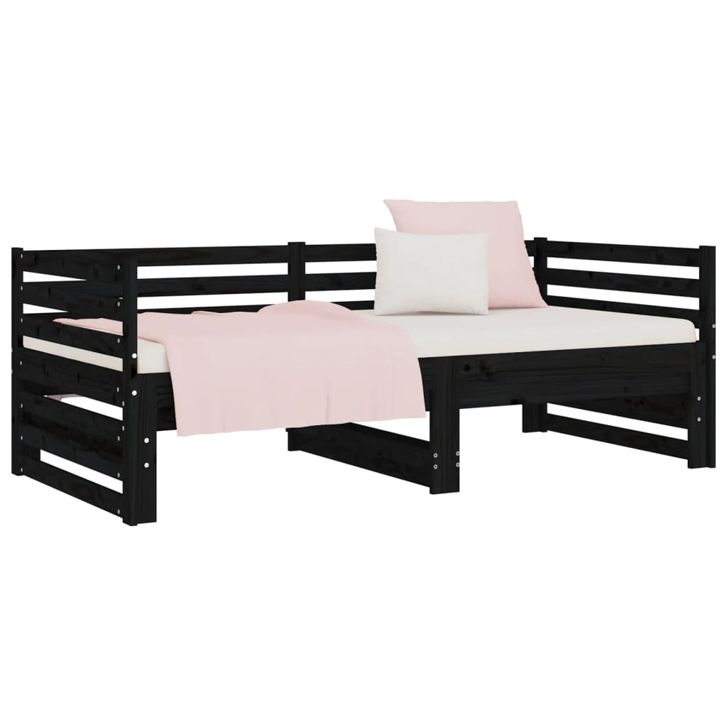 Daybed Extendable Black 2x(80x200) cm Solid Pine